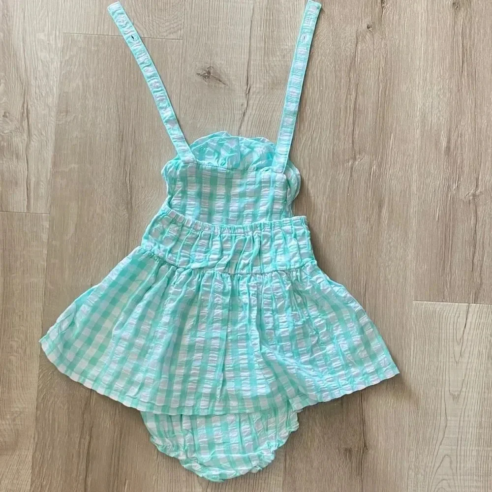 CROWN & IVY | Aquamarine | Gingham Dress Set